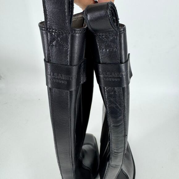 ALLSAINTS Women's Natalia Pull On Tall Boots in Black - Picture 6 of 7